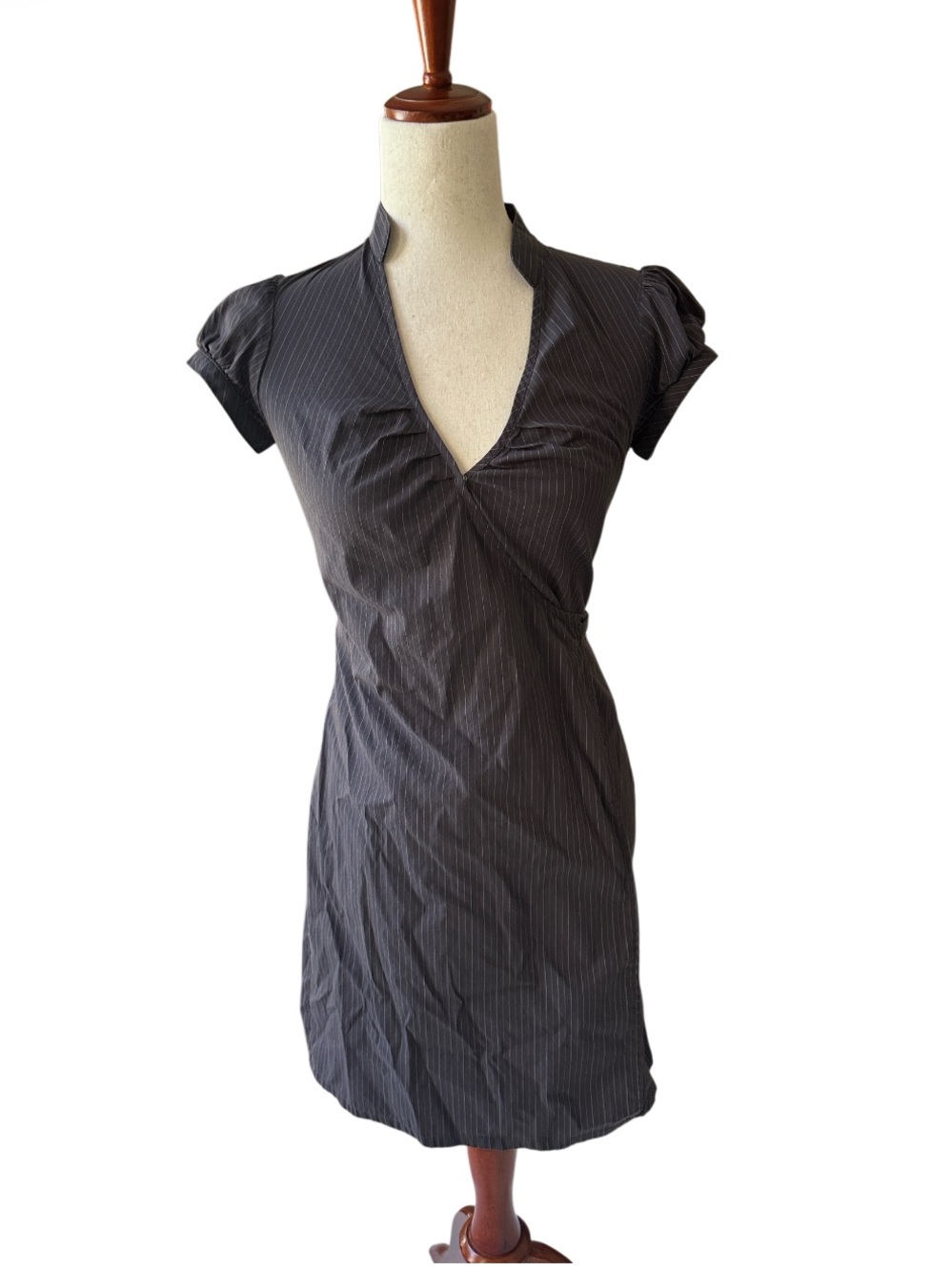 Express Design Studio Y2K Pinstripe wrap mini dress